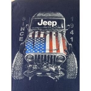 Jedco Jeep Graphic TShirt Unisex 2XL Navy American Flag Jeep Short Sleeve USA